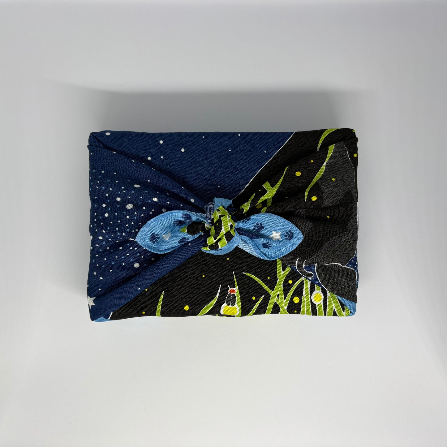 Furoshiki – Starry Night & Fireflies with Cat – 50cm – Japanese Wrapping Cloth